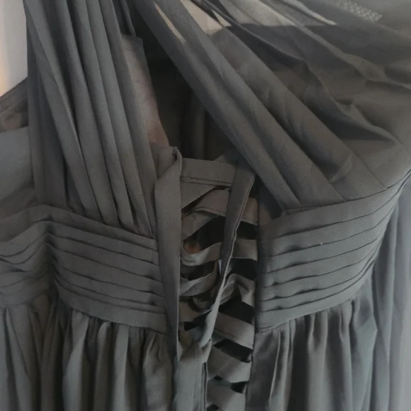 Elegant One Shoulder Blue Dress - Picture 2 of 3